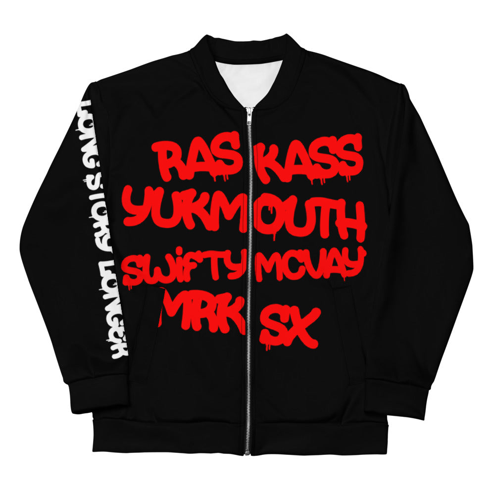 Long Story Longer Graffiti Bomber Jacket (With Skull On Back)
